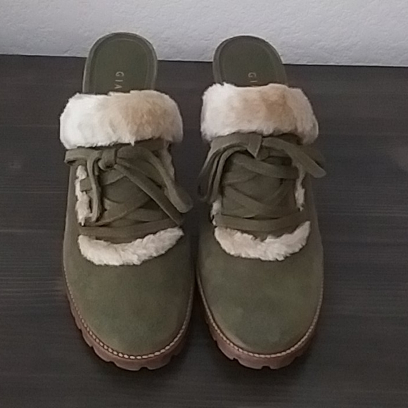 Gianni Bini Shoes - Gianni Bini Stowe Suede Faux Fur Mules